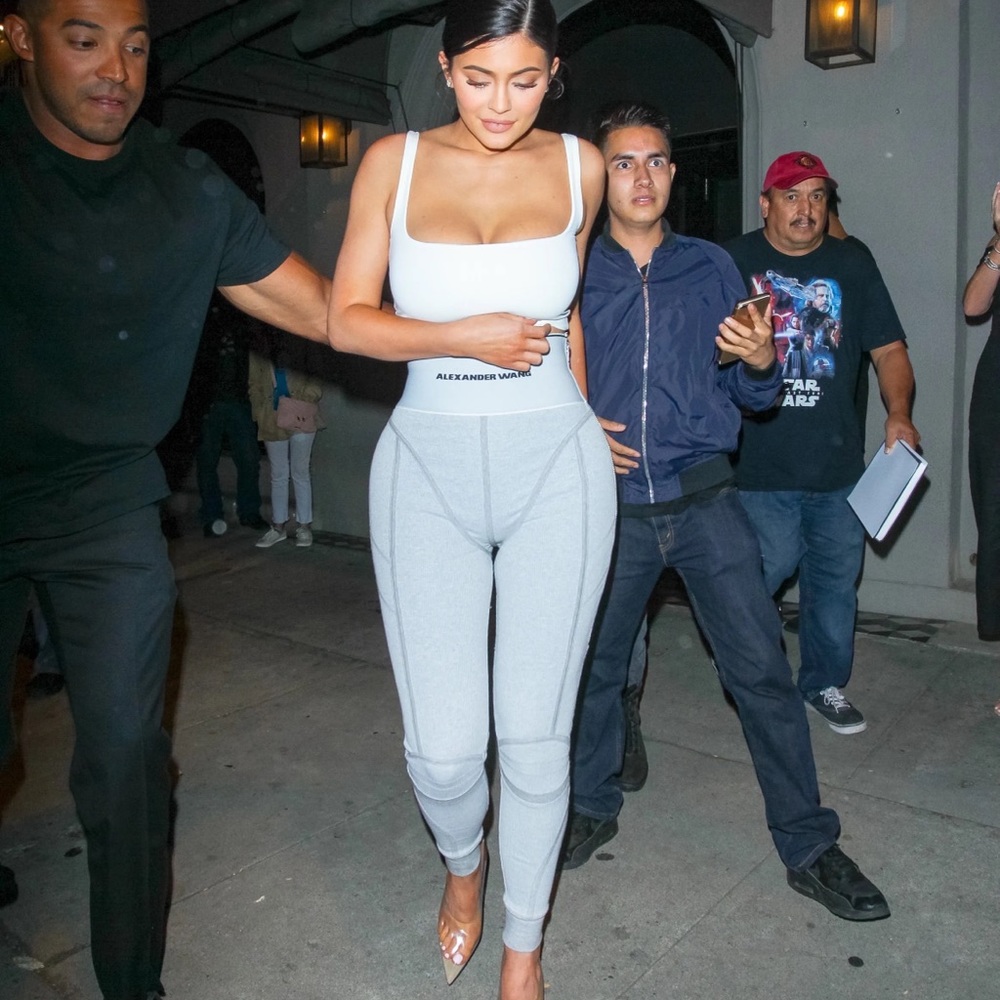 ALEXANDER WANG logo elastic legging in ribbed jersey